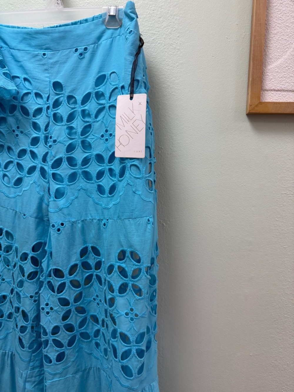 Bright Blue Eyelet Two-Piece pants Set - Picture 2 of 6